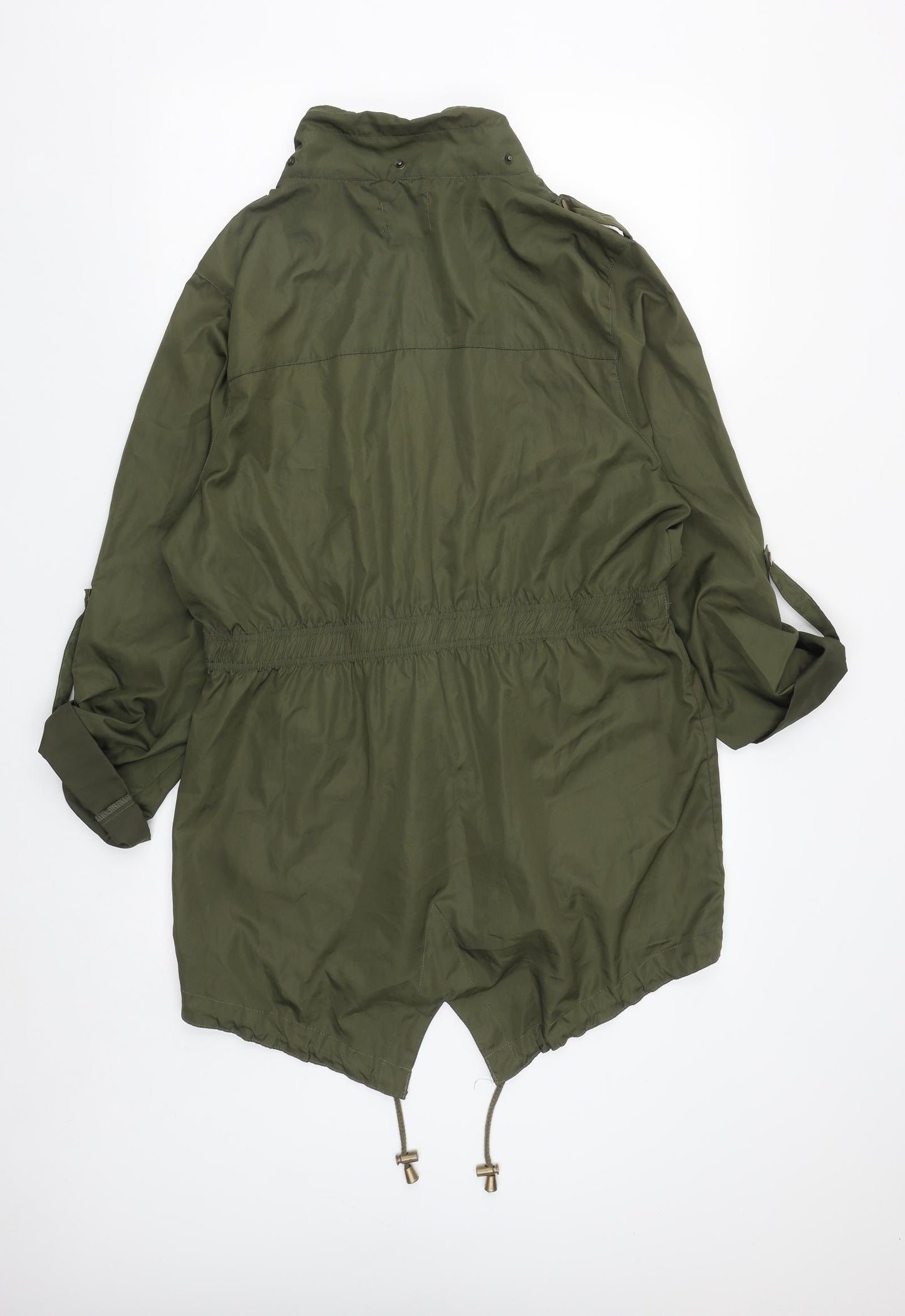Boohoo Womens Green   Rain Coat Coat Size 16  Zip