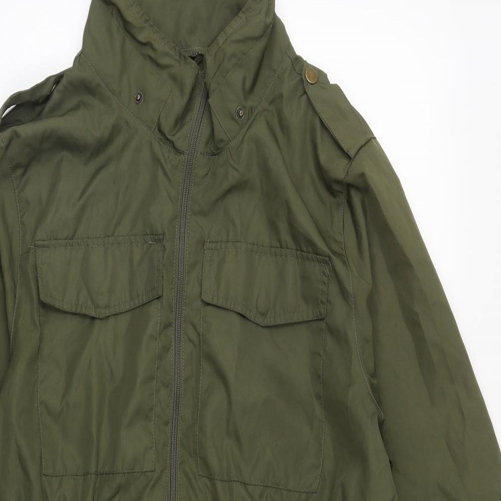 Boohoo Womens Green   Rain Coat Coat Size 16  Zip