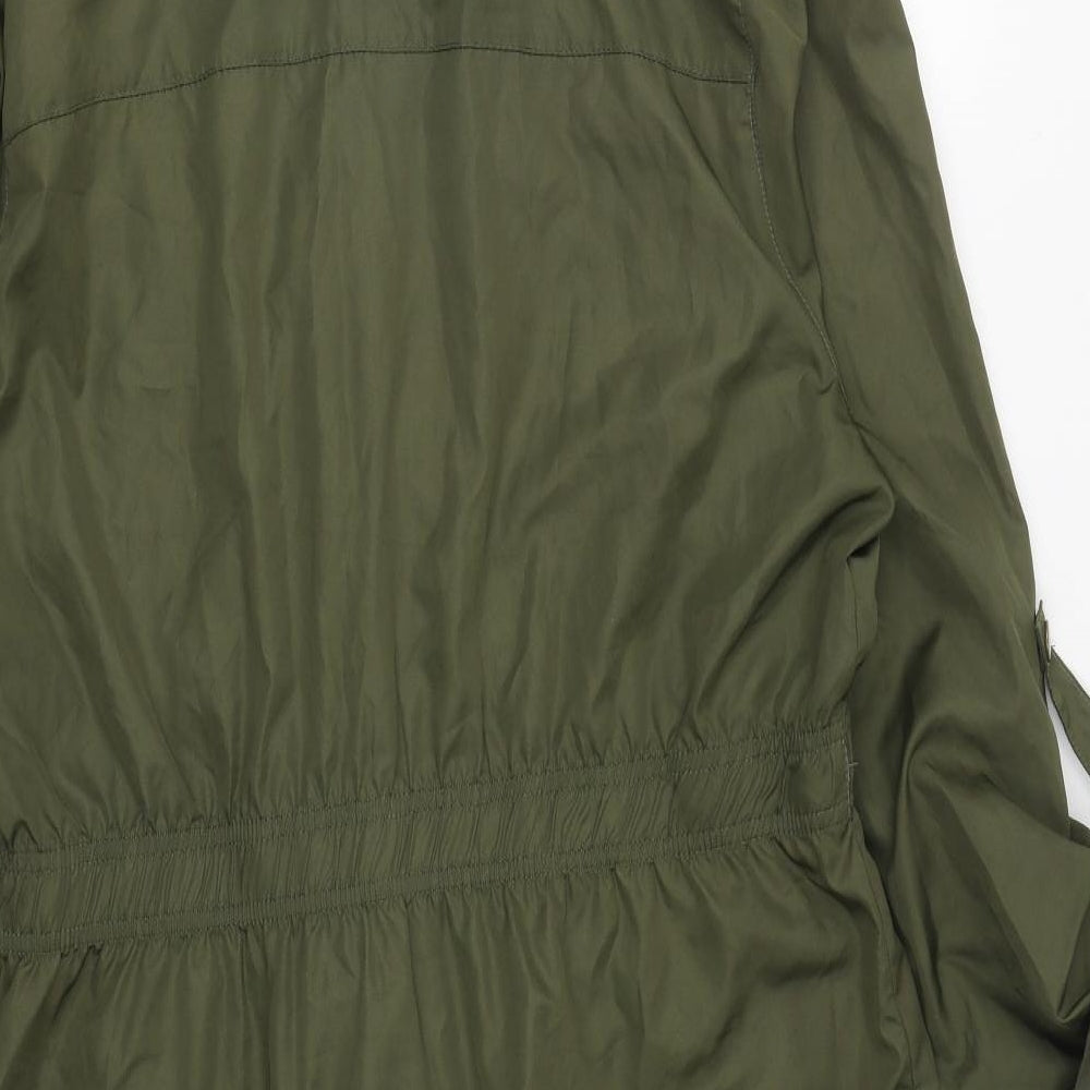 Boohoo Womens Green   Rain Coat Coat Size 16  Zip