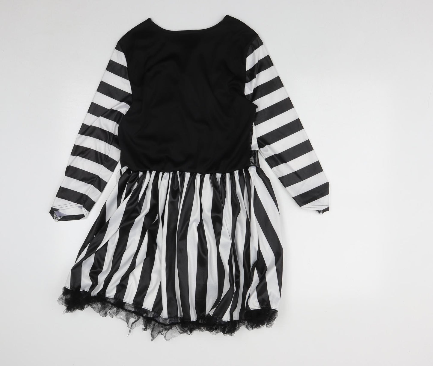 George Girls Multicoloured Striped Polyester Fit & Flare  Size 12 Years  Round Neck  - Beetlejuice Fancy Dress