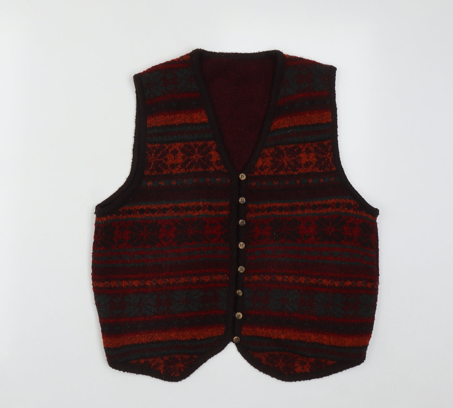 Preowrn Womens Multicoloured V-Neck Geometric Acrylic Vest Jumper Size S