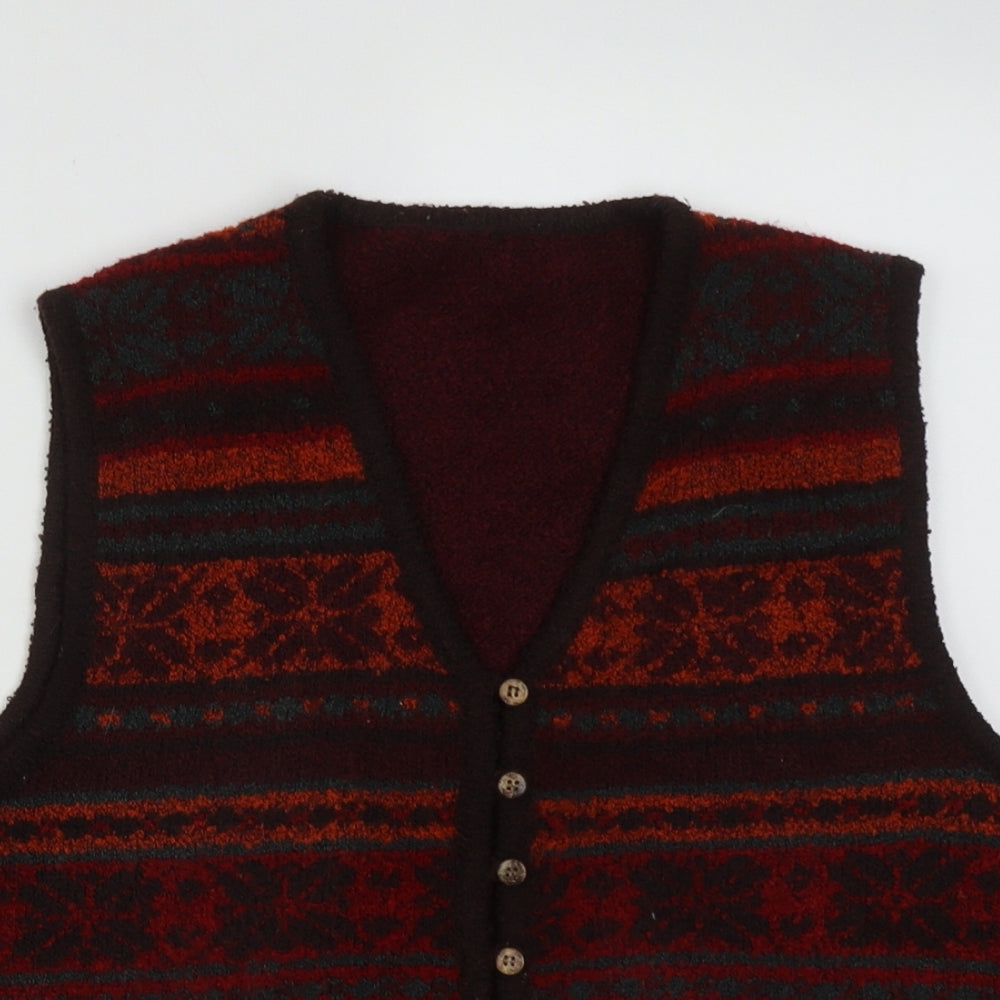 Preowrn Womens Multicoloured V-Neck Geometric Acrylic Vest Jumper Size S