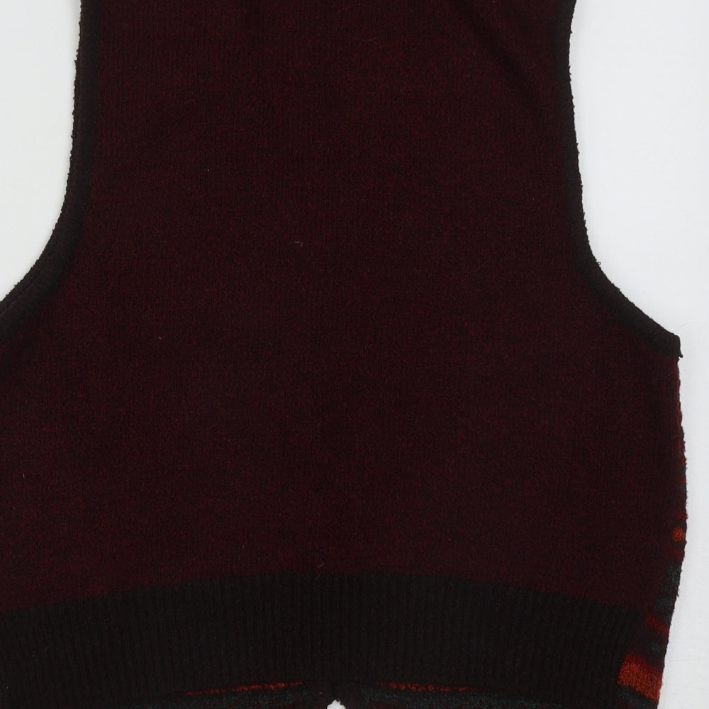 Preowrn Womens Multicoloured V-Neck Geometric Acrylic Vest Jumper Size S