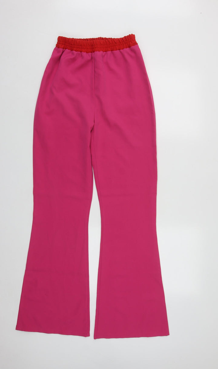 Boohoo Womens Pink  Polyester Trousers  Size 8 L31 in Regular