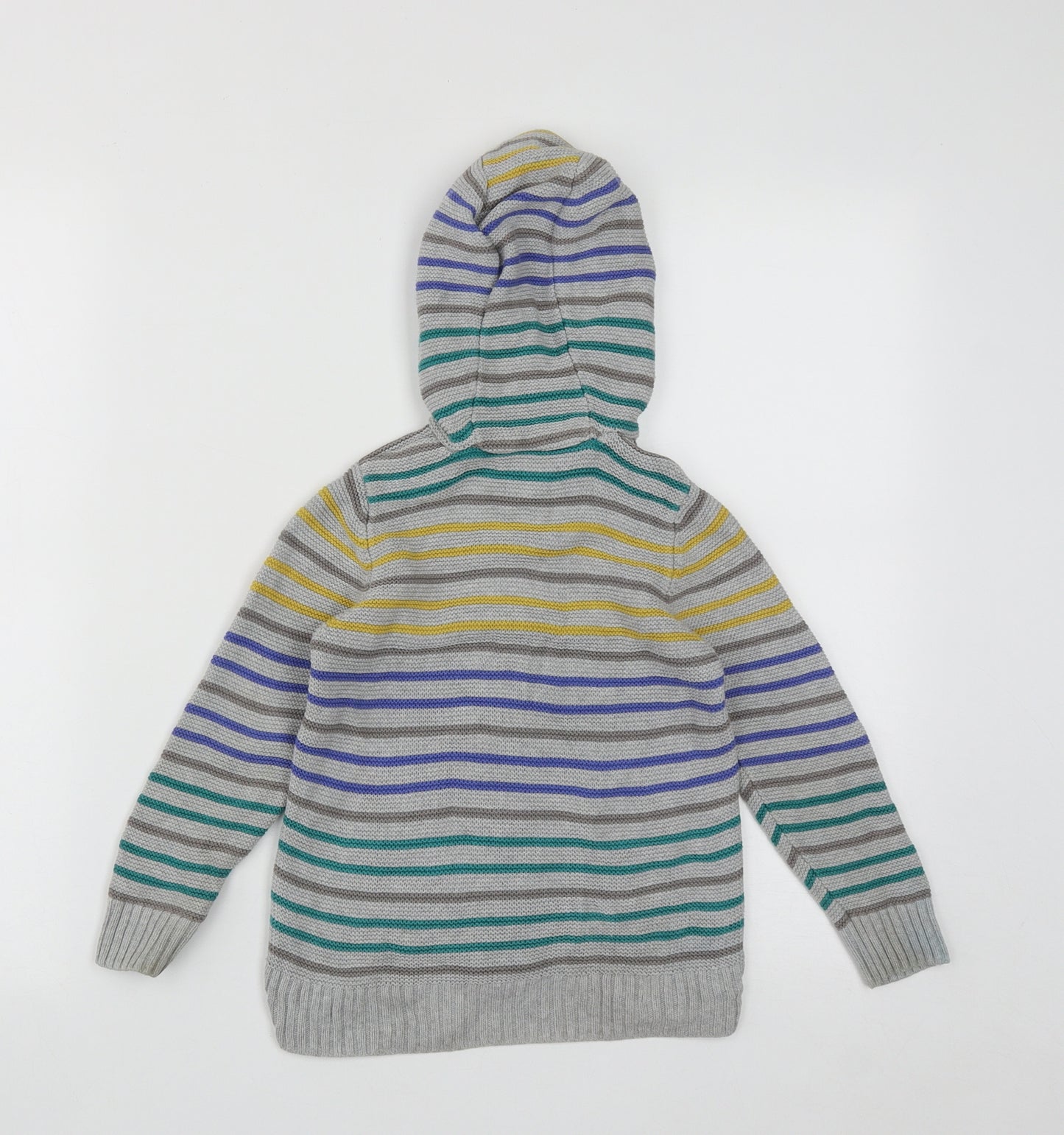 TU Boys Grey Striped Cotton Full Zip Hoodie Size 2-3 Years  Zip