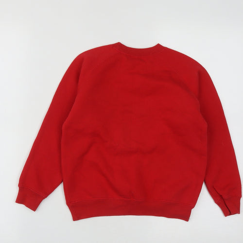 Fruit of the Loom Girls Red  Cotton Pullover Sweatshirt Size 5-6 Years   - Christmas Rudolph