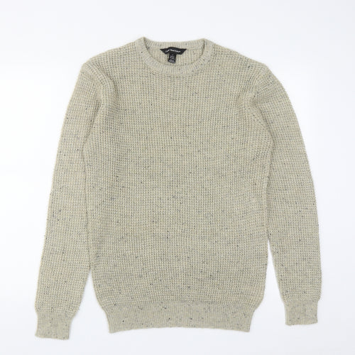 Cedar Wood State Mens Beige Round Neck  Acrylic Pullover Jumper Size XS