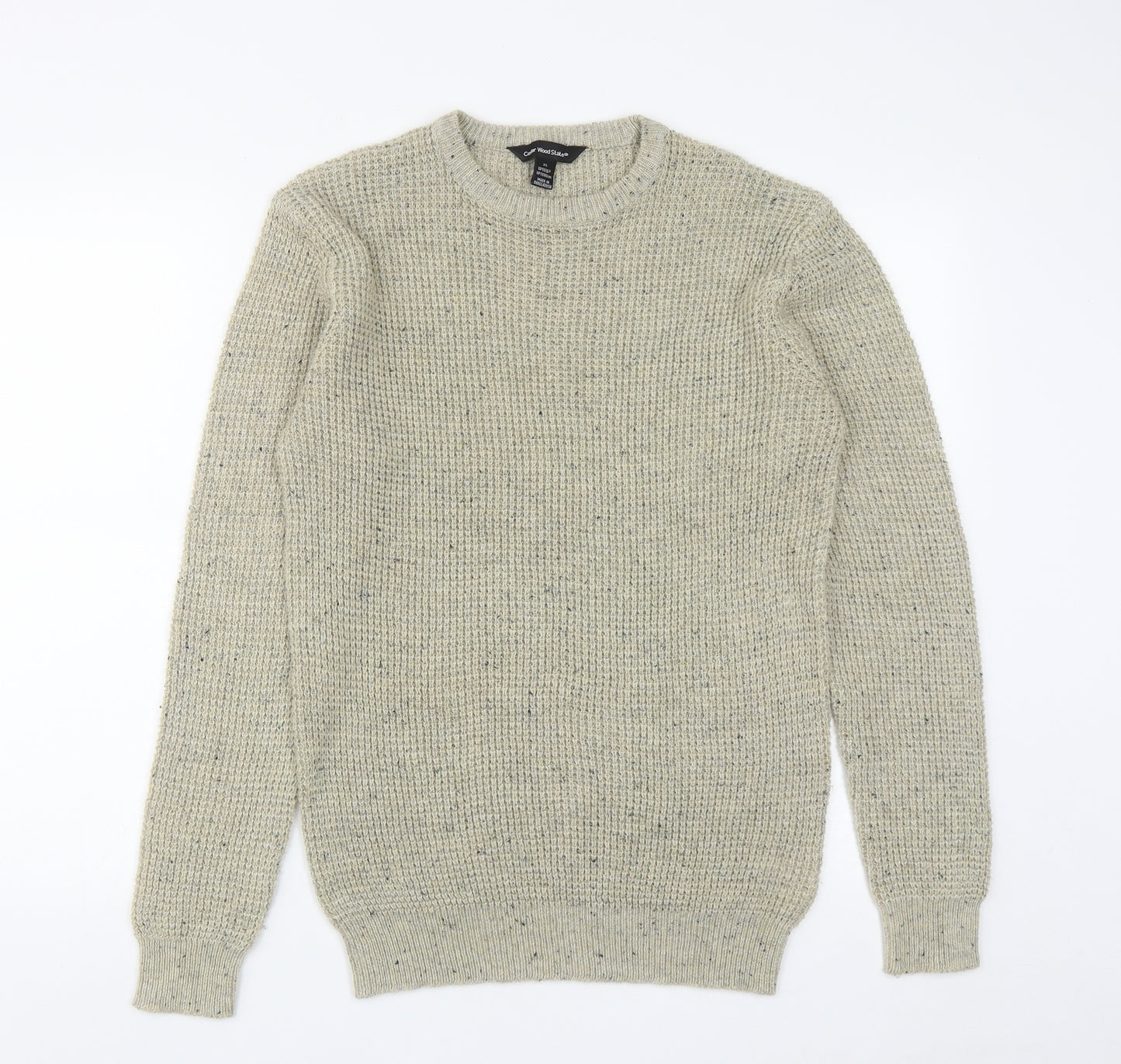 Cedar Wood State Mens Beige Round Neck  Acrylic Pullover Jumper Size XS