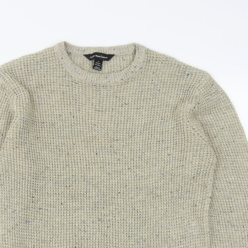 Cedar Wood State Mens Beige Round Neck  Acrylic Pullover Jumper Size XS