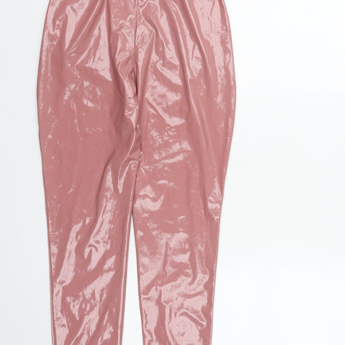 PRETTYLITTLETHING Womens Pink  Polyester Jegging Leggings Size 4 L27 in