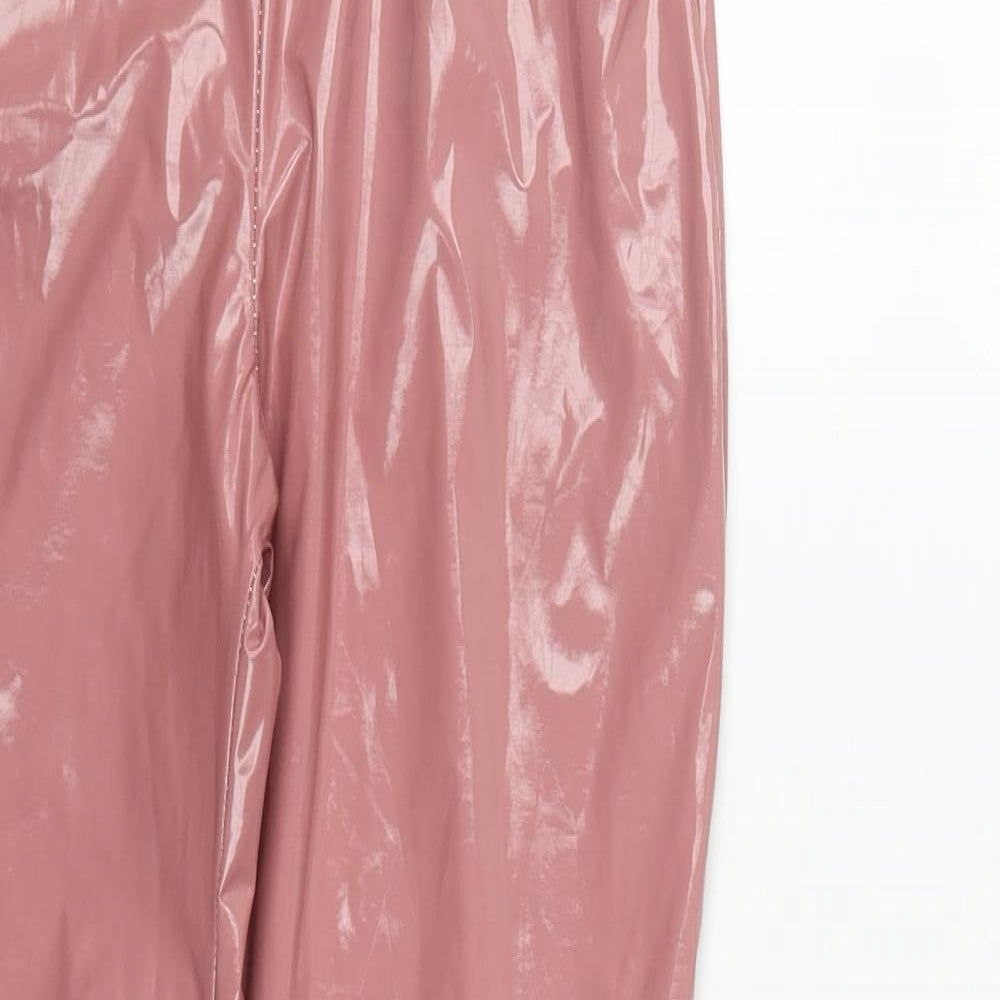 PRETTYLITTLETHING Womens Pink  Polyester Jegging Leggings Size 4 L27 in