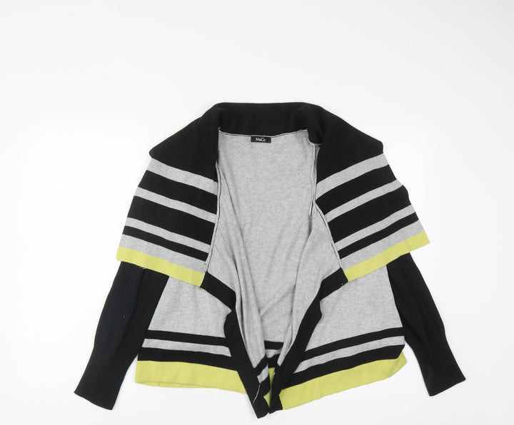M&Co Womens Multicoloured Collared Striped Cotton Cardigan Jumper Size L