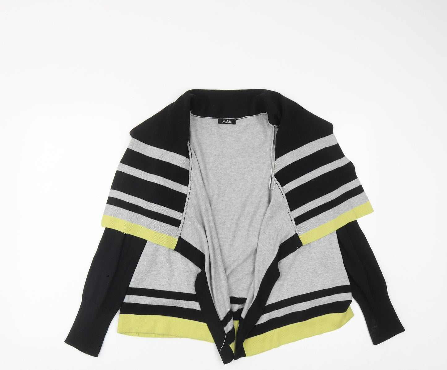 M&Co Womens Multicoloured Collared Striped Cotton Cardigan Jumper Size L