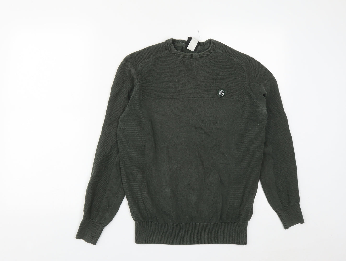 883 Police Mens Green Round Neck  Cotton Pullover Jumper Size S