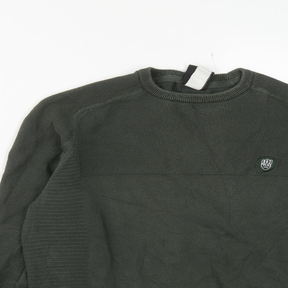 883 Police Mens Green Round Neck  Cotton Pullover Jumper Size S