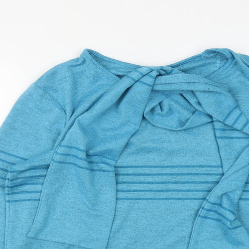 Tigi Womens Blue Round Neck Striped Polyester Pullover Jumper Size 14   - Detachable Scarf