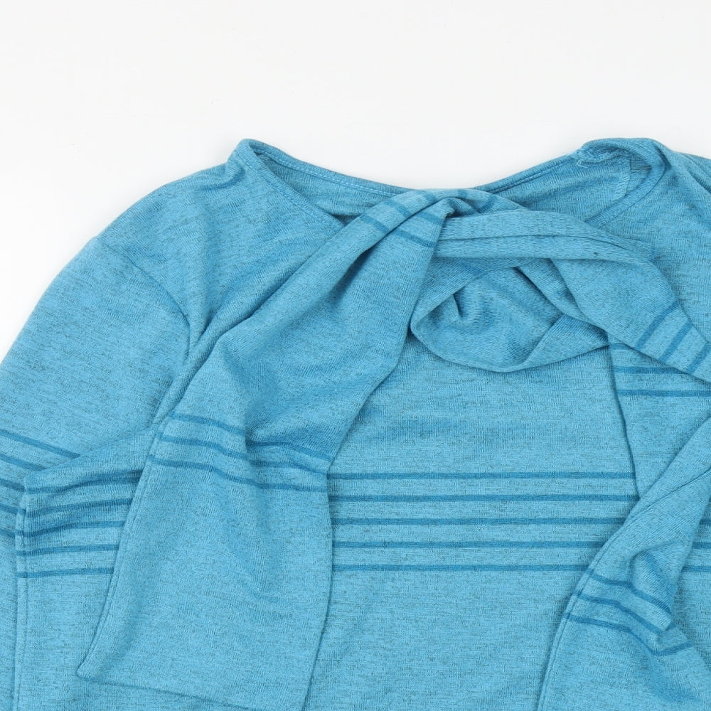 Tigi Womens Blue Round Neck Striped Polyester Pullover Jumper Size 14   - Detachable Scarf