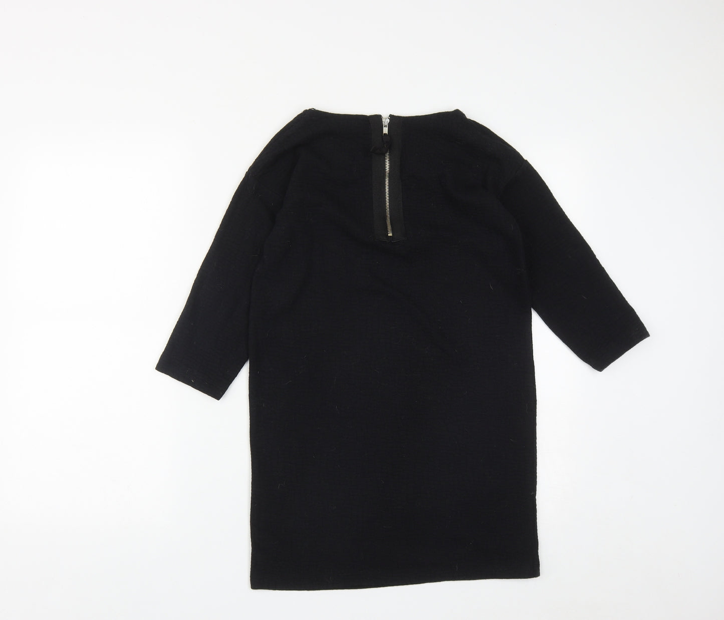 Internacionale Womens Black  Cotton A-Line  Size 8  Round Neck Zip