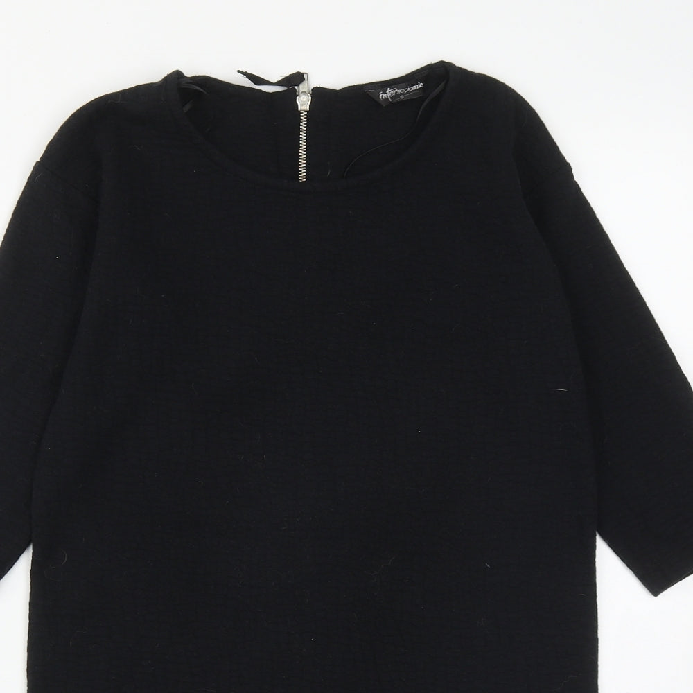 Internacionale Womens Black  Cotton A-Line  Size 8  Round Neck Zip