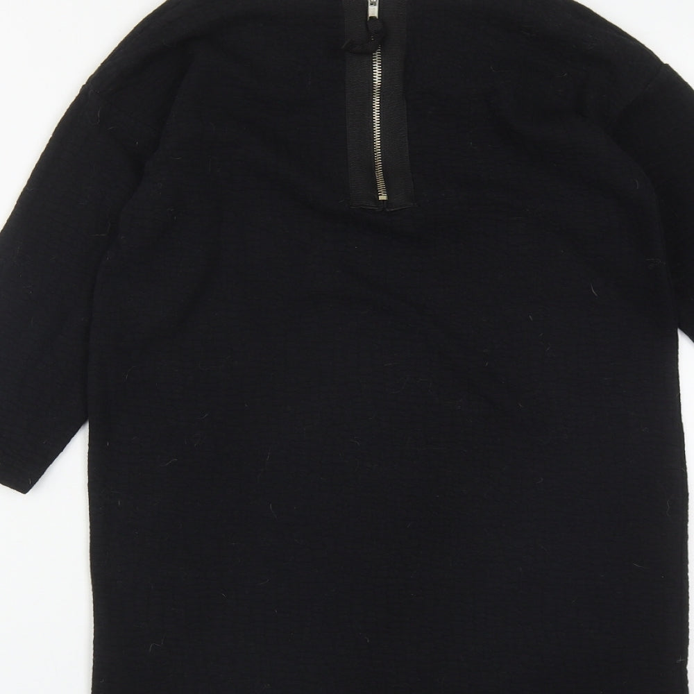 Internacionale Womens Black  Cotton A-Line  Size 8  Round Neck Zip