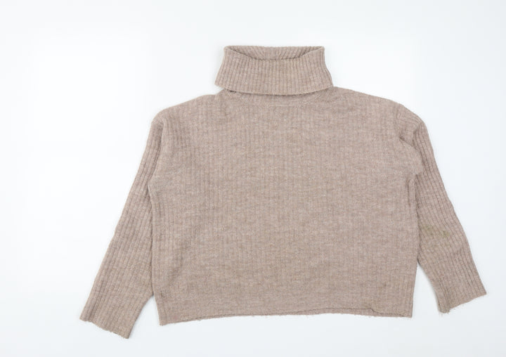 New Look Womens Pink Roll Neck  Acrylic Pullover Jumper Size S