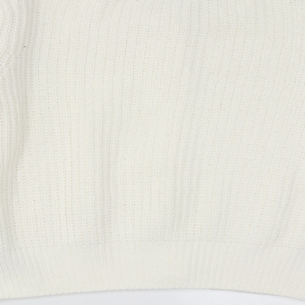 Primark Womens White Round Neck  Polyester Cardigan Jumper Size L