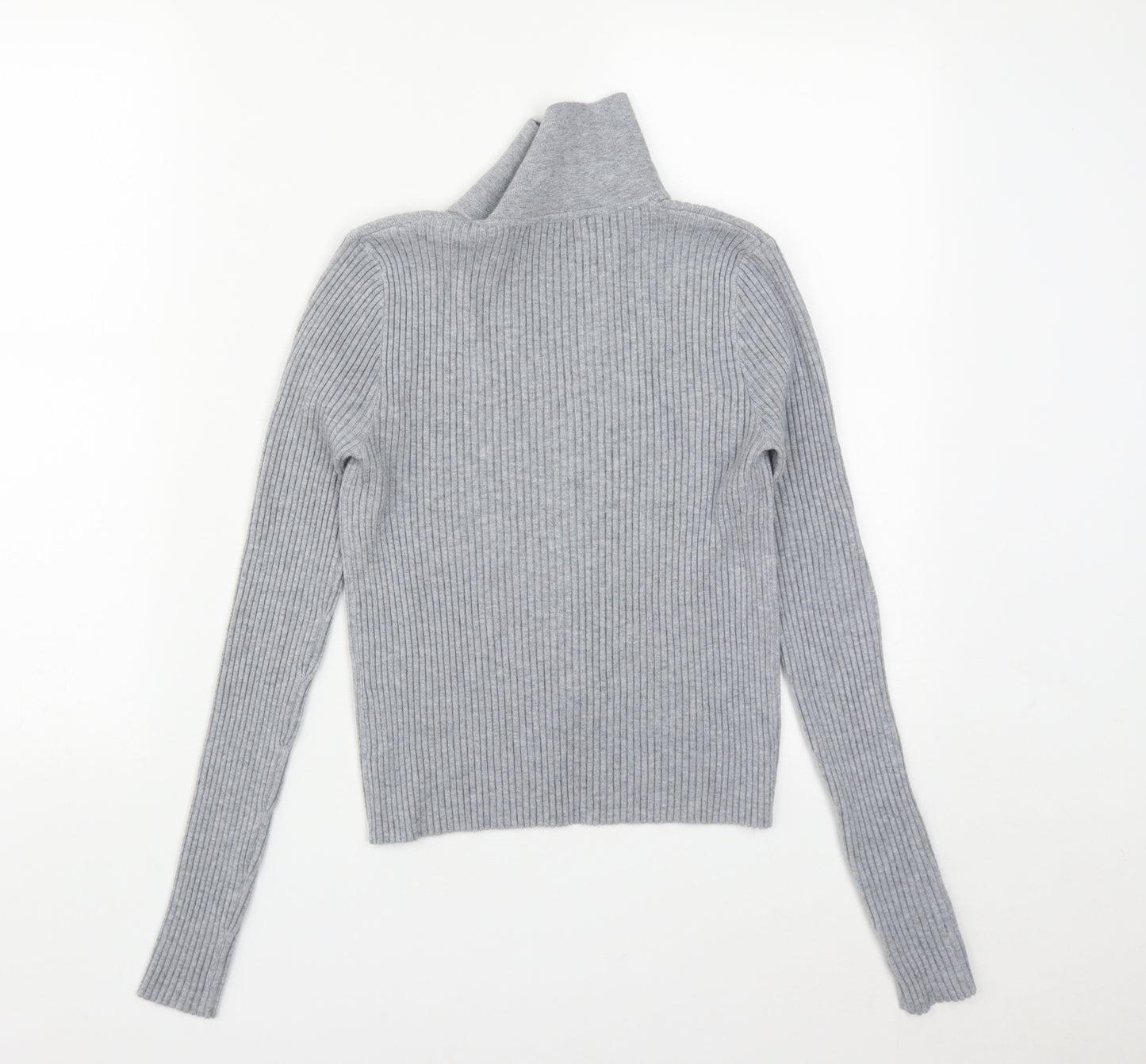 CCG Perfect Womens Grey Collared  Viscose Pullover Jumper Size L