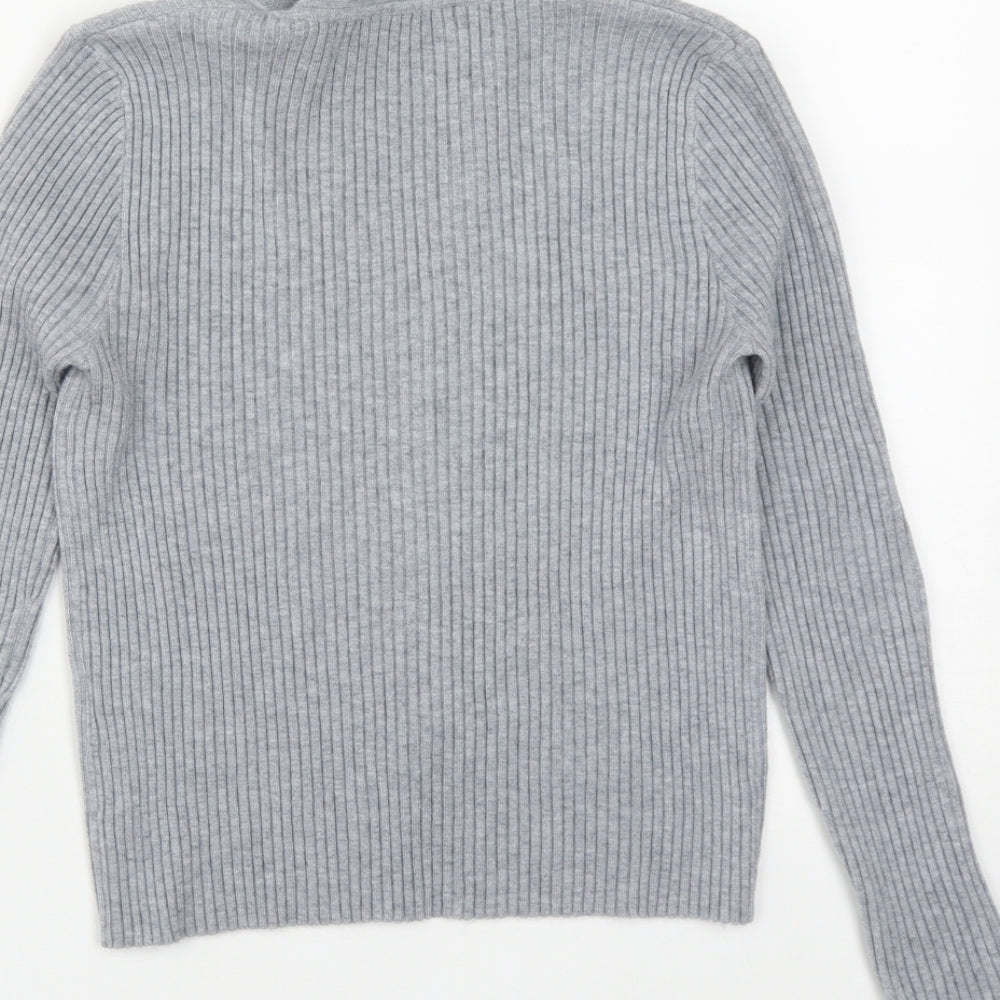 CCG Perfect Womens Grey Collared  Viscose Pullover Jumper Size L