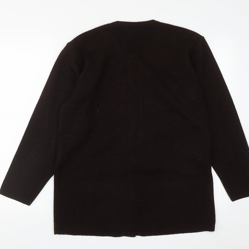 Paramour Womens Brown Round Neck Floral Acrylic Cardigan Jumper Size M