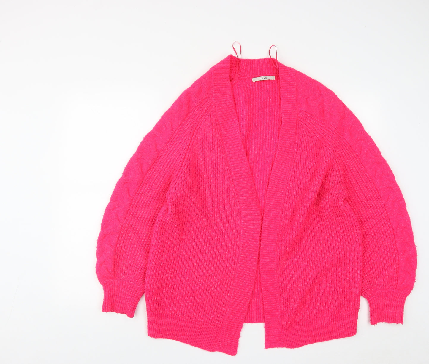 George Womens Pink V-Neck  Acrylic Cardigan Jumper Size M