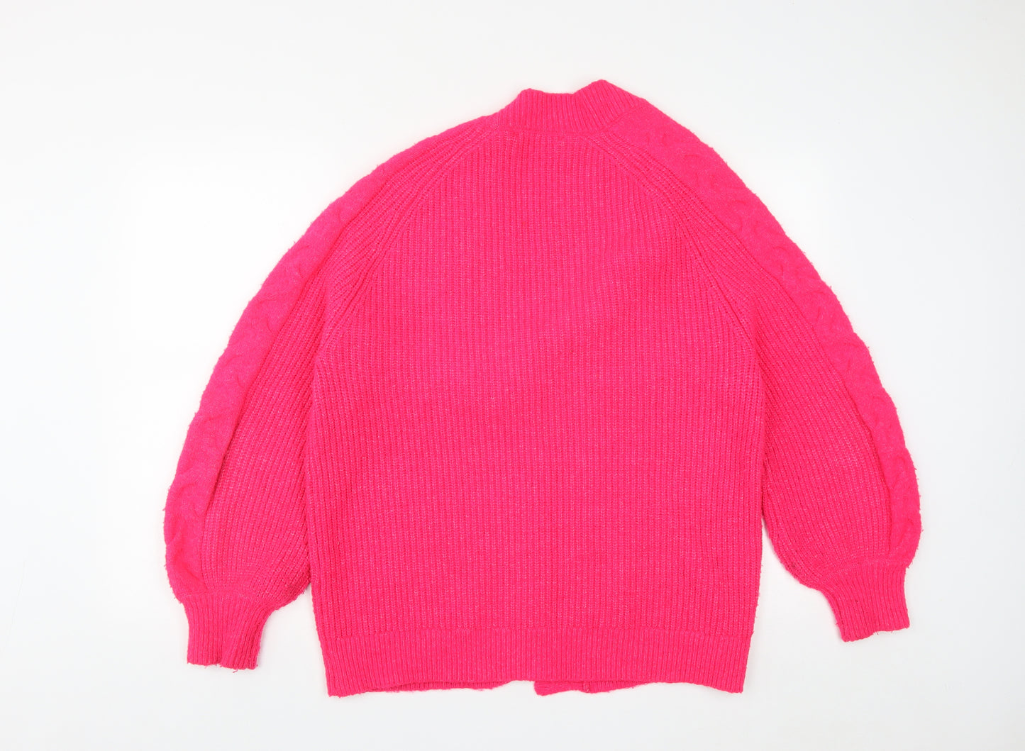 George Womens Pink V-Neck  Acrylic Cardigan Jumper Size M