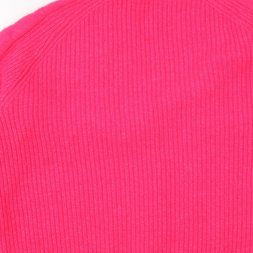 George Womens Pink V-Neck  Acrylic Cardigan Jumper Size M