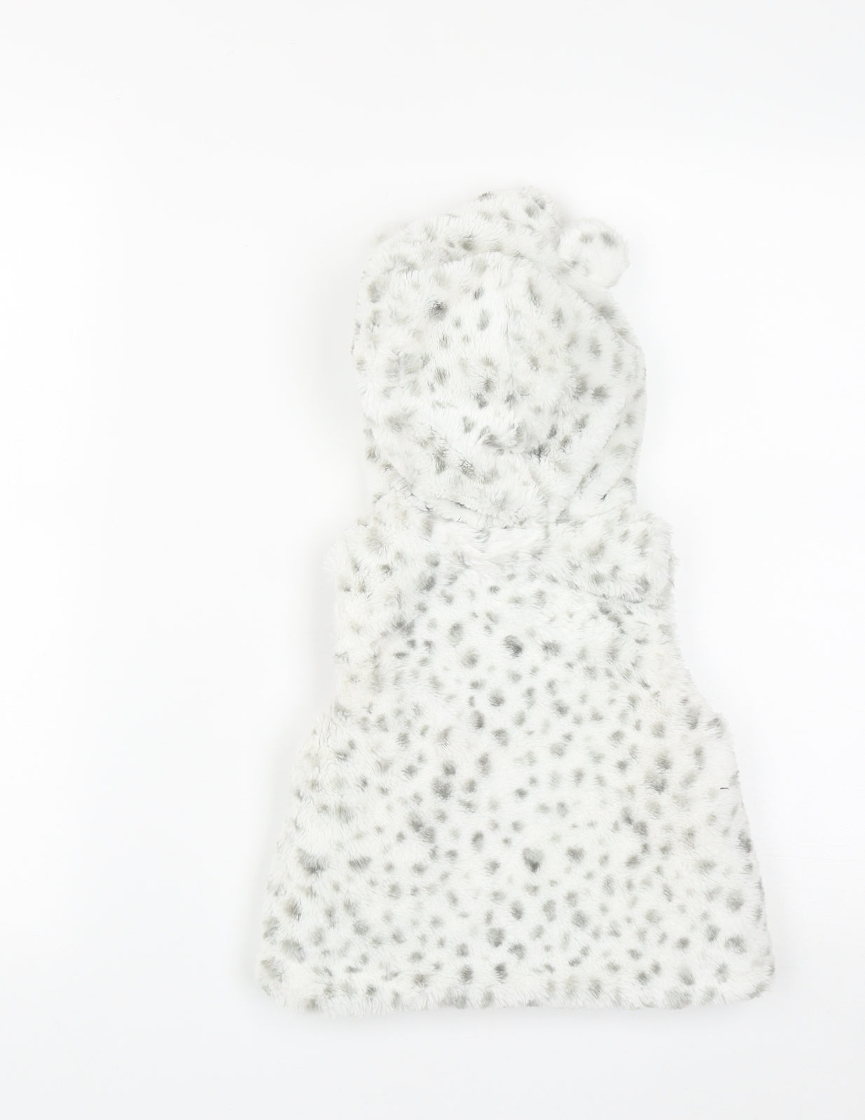 TU  Girls White Geometric  Gilet Waistcoat Size 12-18 Months   Zip - Eared Hood