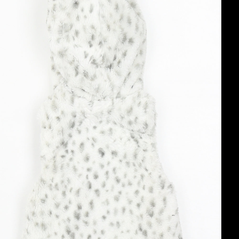 TU  Girls White Geometric  Gilet Waistcoat Size 12-18 Months   Zip - Eared Hood