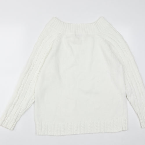 Preworn Womens White Scoop Neck  Cotton Pullover Jumper Size M