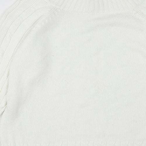 Preworn Womens White Scoop Neck  Cotton Pullover Jumper Size M