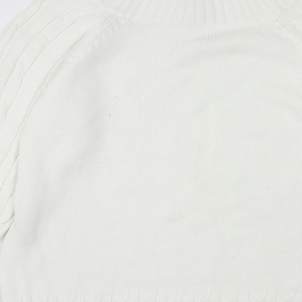 Preworn Womens White Scoop Neck  Cotton Pullover Jumper Size M