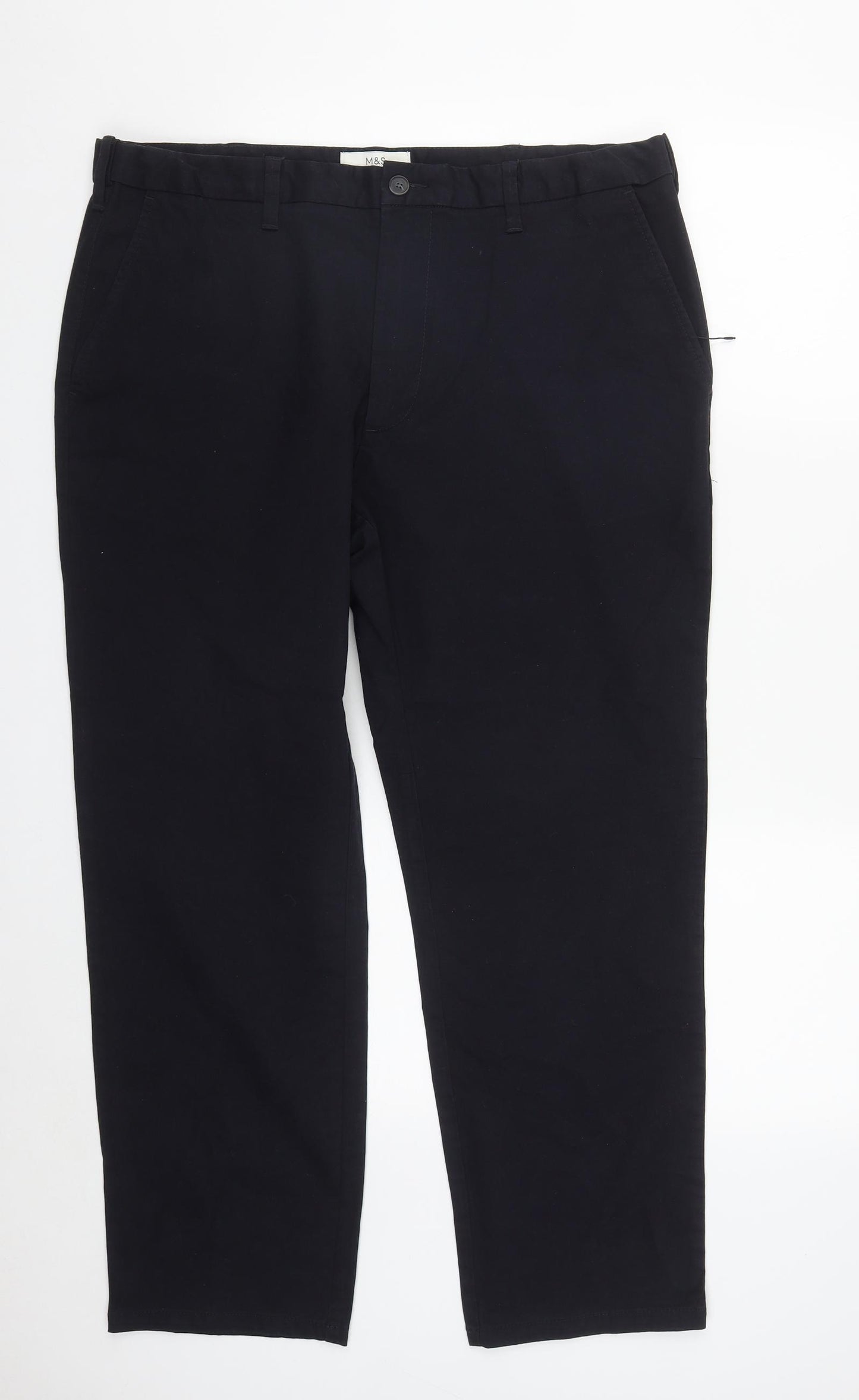 Marks and Spencer Mens Blue  Polyester Trousers  Size 38 in L27 in Regular Zip