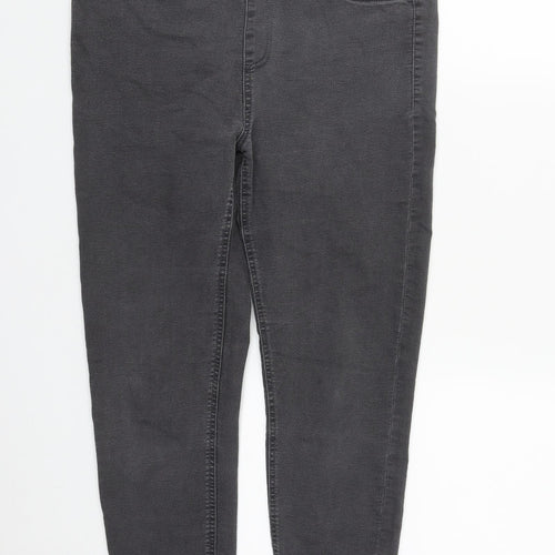 Marks and Spencer Womens Grey  Cotton Jegging Trousers Size 12 L26 in Regular