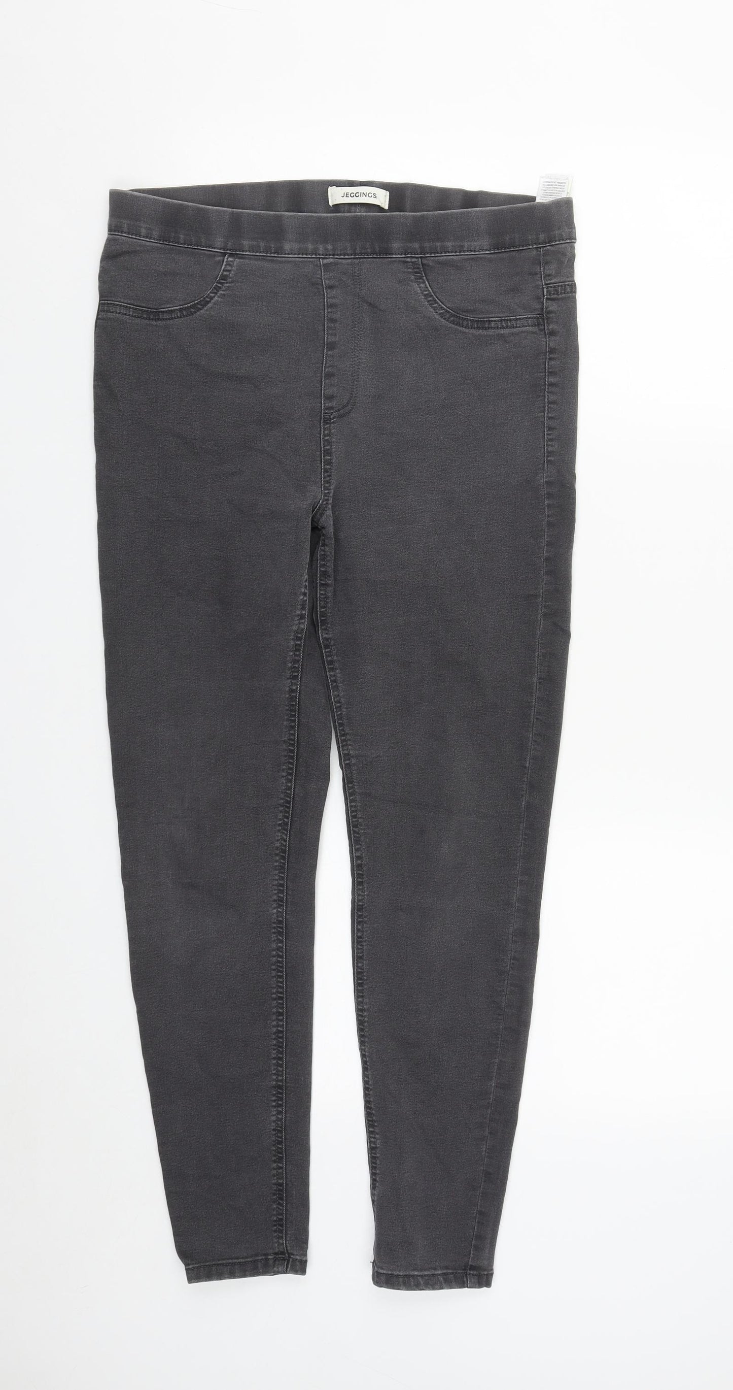 Marks and Spencer Womens Grey  Cotton Jegging Trousers Size 12 L26 in Regular