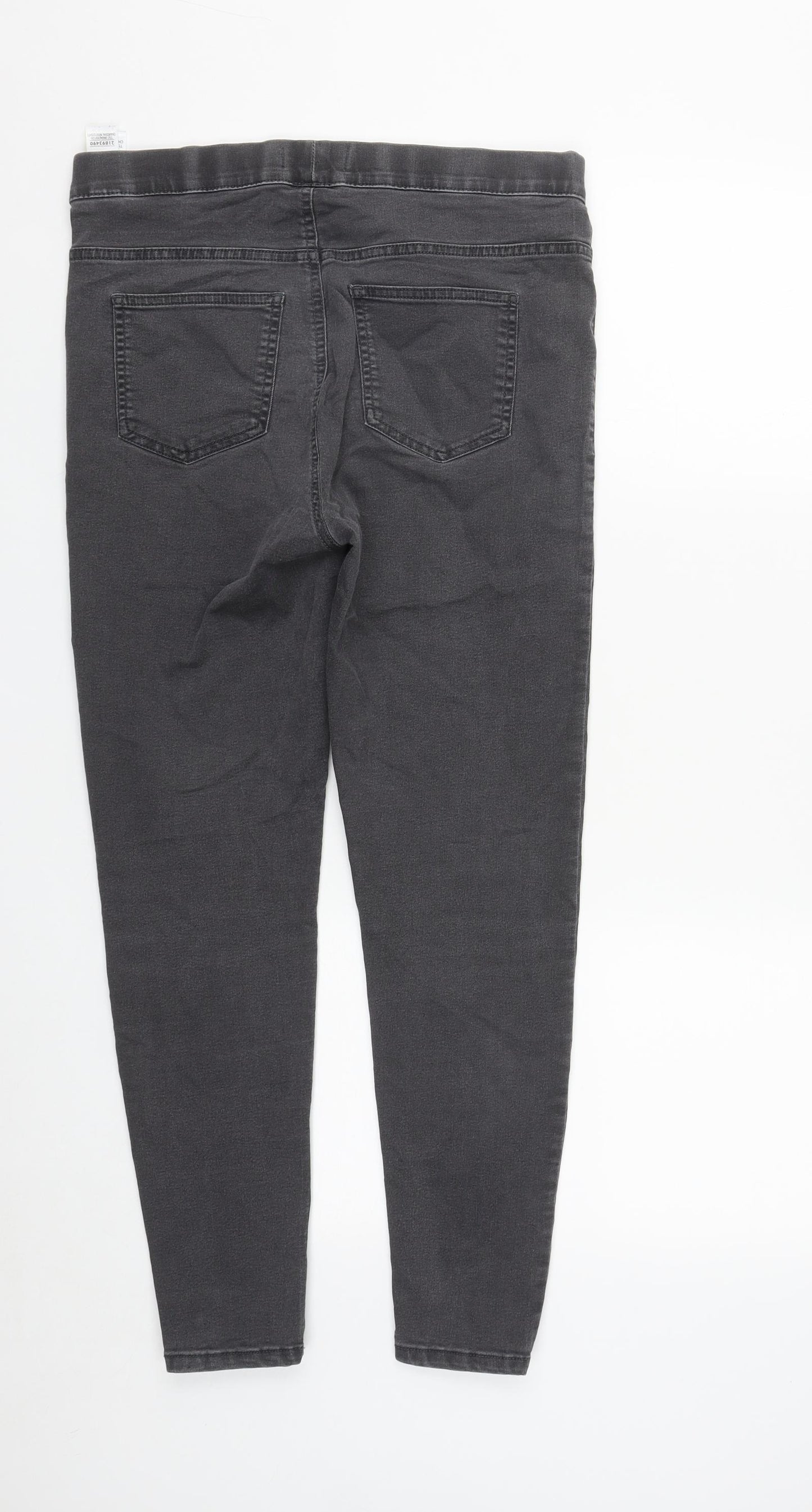 Marks and Spencer Womens Grey  Cotton Jegging Trousers Size 12 L26 in Regular