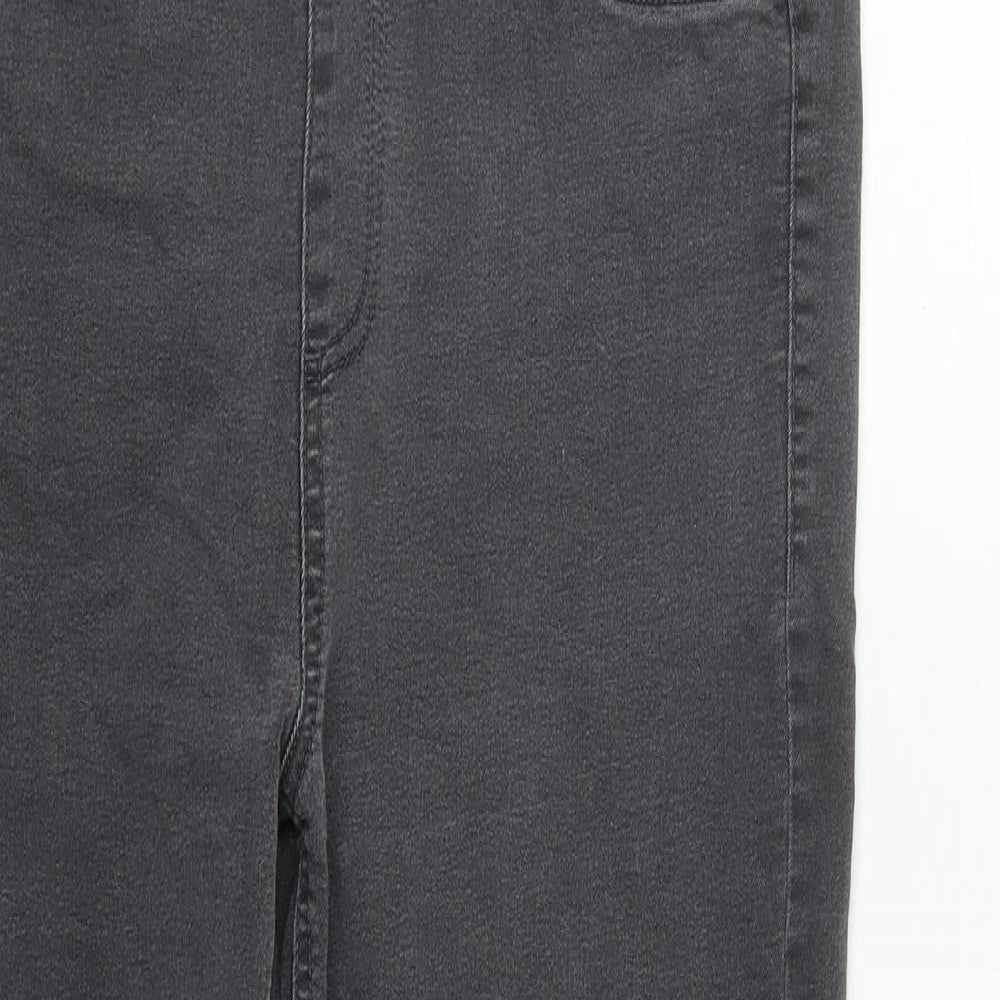Marks and Spencer Womens Grey  Cotton Jegging Trousers Size 12 L26 in Regular