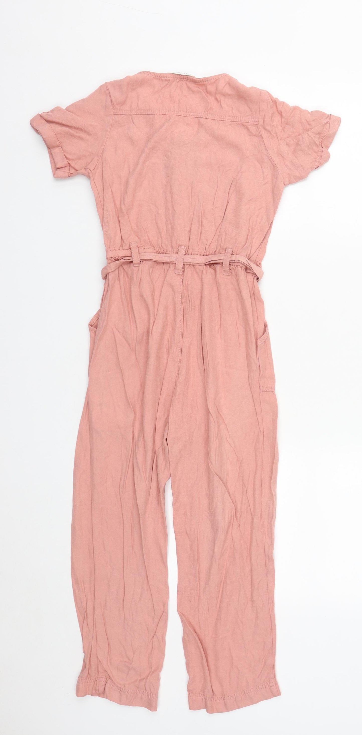 H&M Girls Pink  Viscose Jumpsuit One-Piece Size 7-8 Years  Button