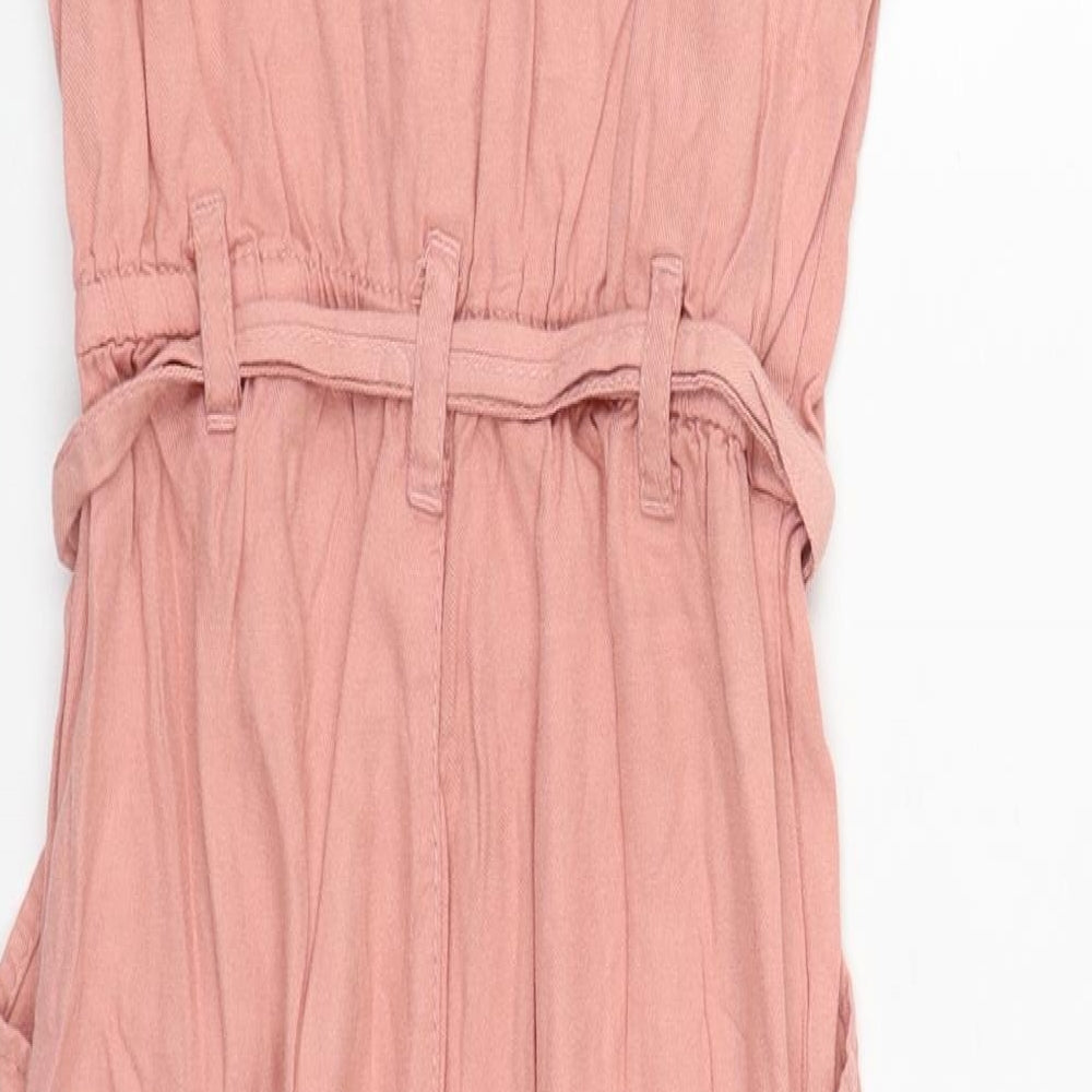 H&M Girls Pink  Viscose Jumpsuit One-Piece Size 7-8 Years  Button