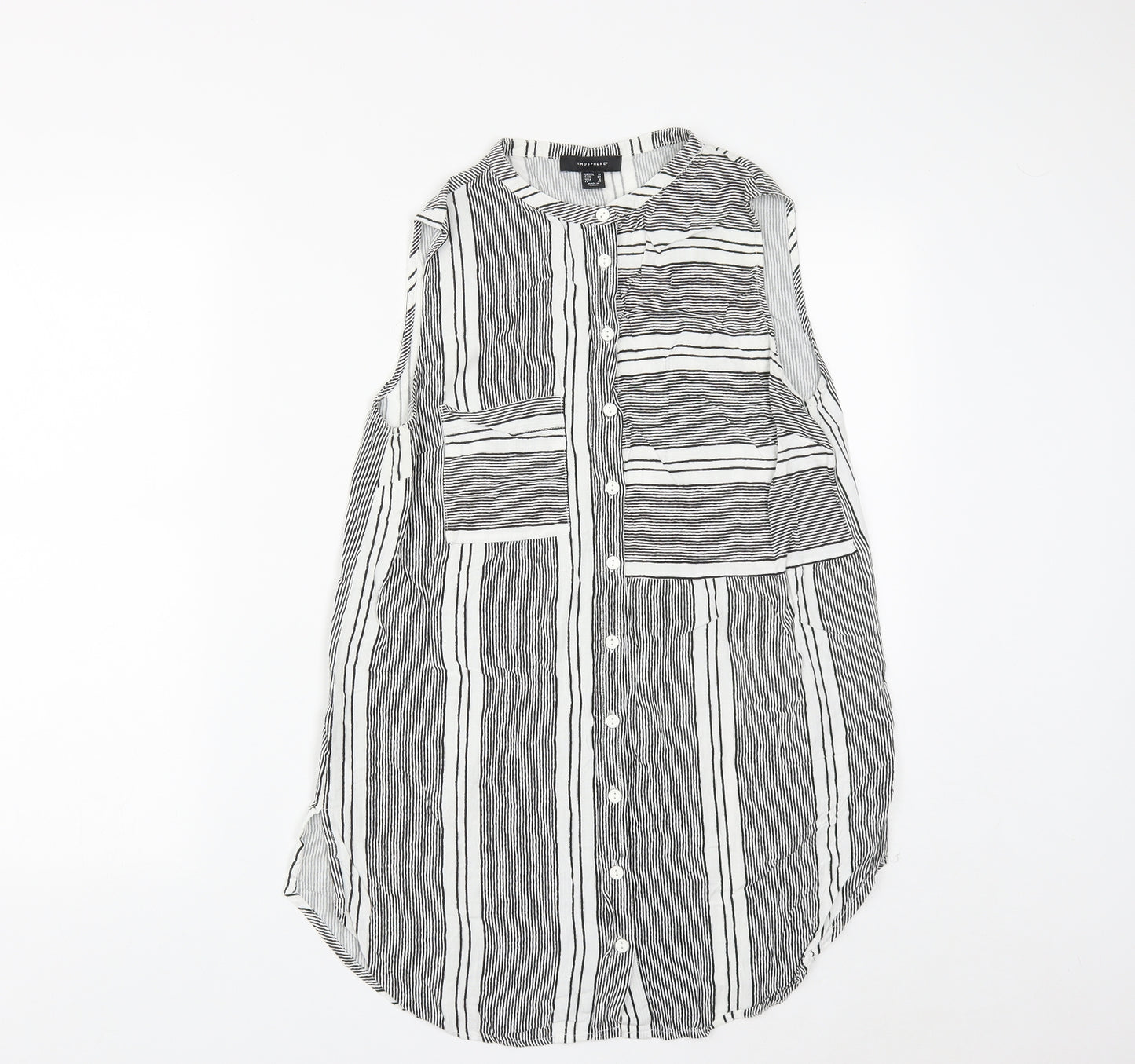 Atmosphere Womens Multicoloured Striped Viscose Basic Button-Up Size 10 Round Neck