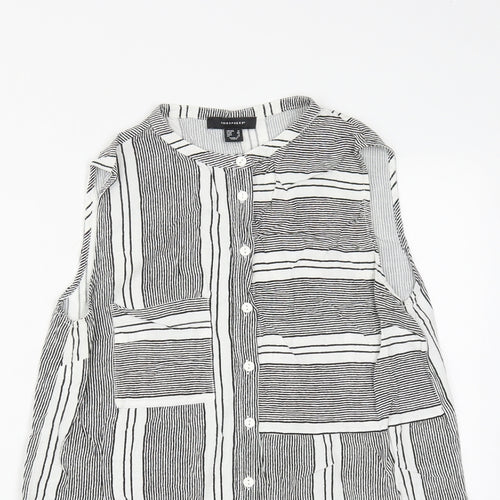 Atmosphere Womens Multicoloured Striped Viscose Basic Button-Up Size 10 Round Neck