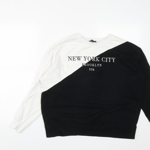 New Look Womens Black  Cotton Pullover Sweatshirt Size S