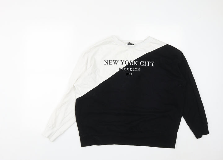 New Look Womens Black Cotton Pullover Sweatshirt Size S