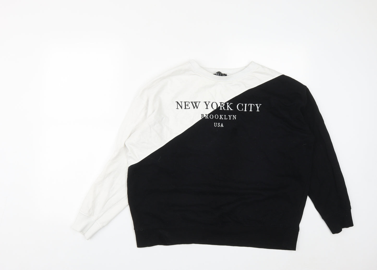 New Look Womens Black  Cotton Pullover Sweatshirt Size S