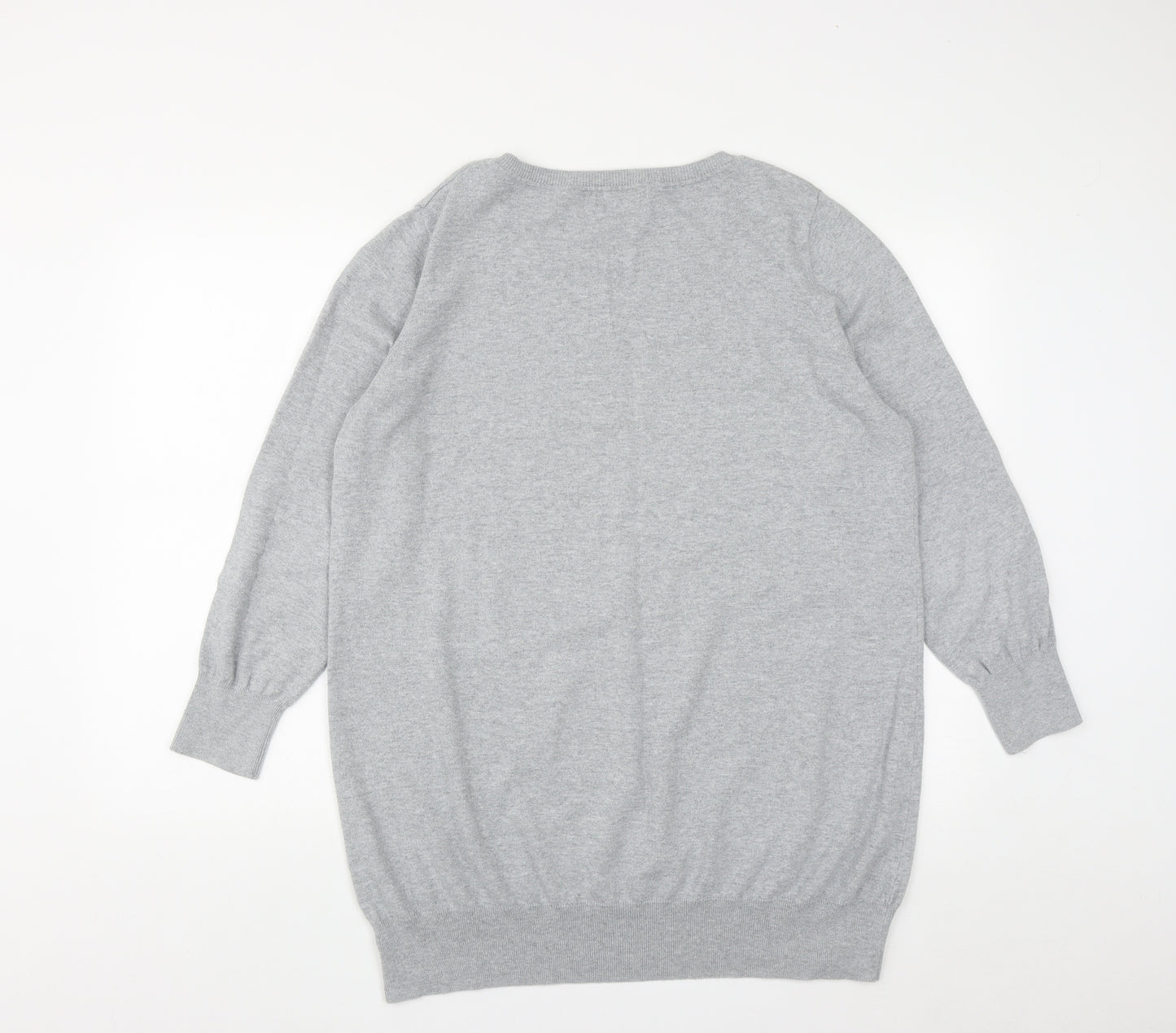 George Womens Grey Round Neck  Cotton Pullover Jumper Size 24